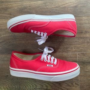 Red vans, authentic low cut style • mens size 6 womens size 7.5